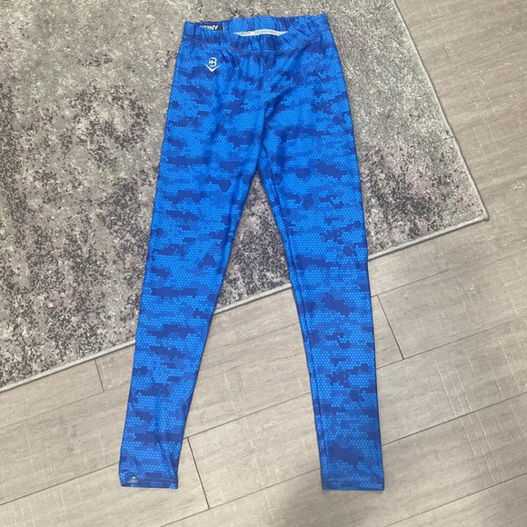 Briny Women's Blue Scale Geometric Print Leggings Sz M - Picture 1 of 4